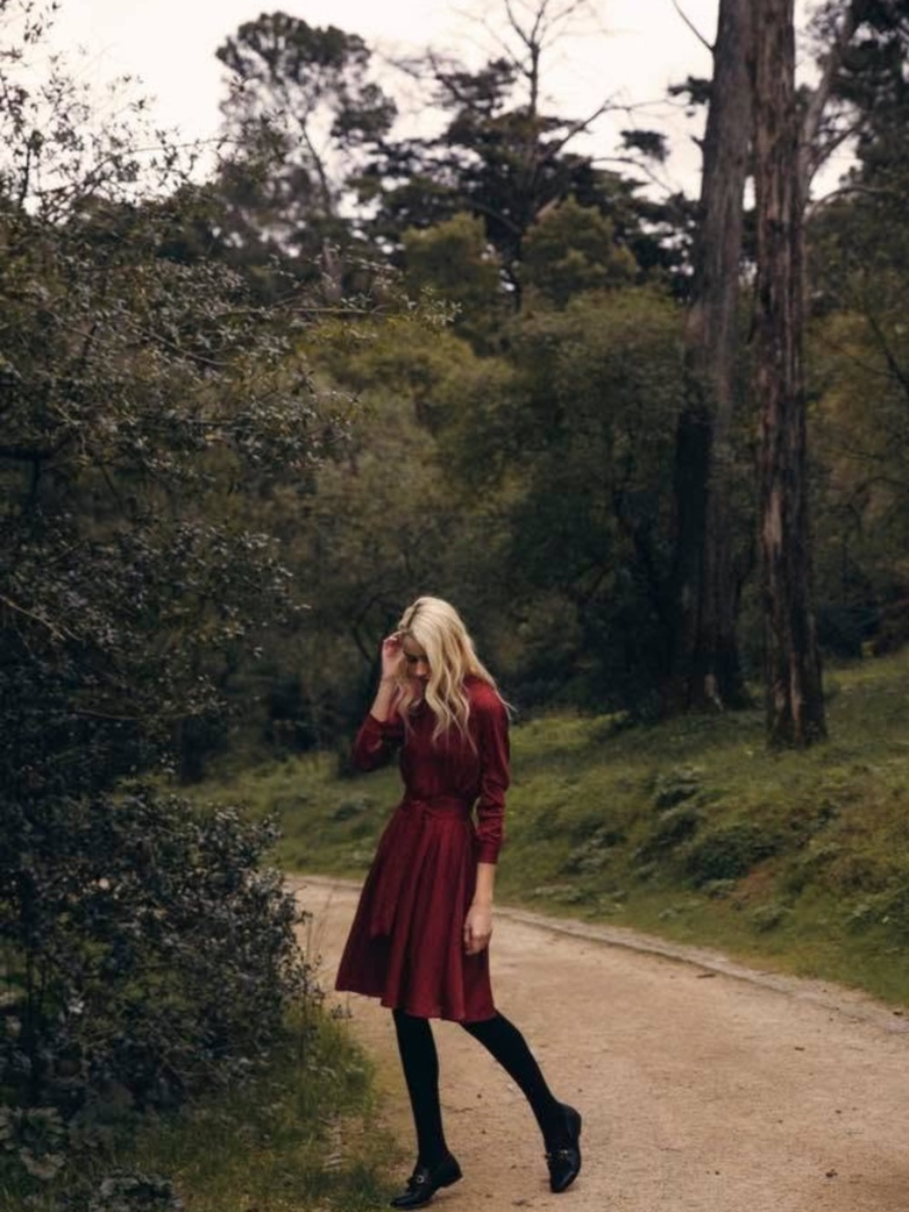 Hilton Hollis Boho Vintage inspired wine red flowy midi dress size 6
